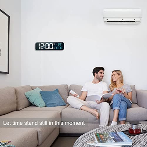 Hournor Digital Clock for Bedroom, Digital Wall Clock for Living Room Decor, Desk Table Clocks, Digital Clock Large Display, Bedroom Smart Alarm Clock for Office Blue 8