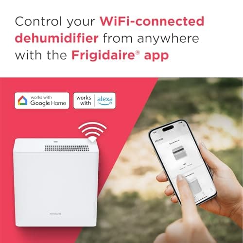 Frigidaire 50-Pint Portable Dehumidifier with Wi-Fi and Energy Star Certification for Medium/Large Rooms & Basements, Custom Humidity Control, Auto Shut Off, White 7