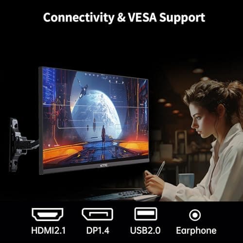 KTC 24 Inch QHD 2560x1440 IPS Computer Monitor, 100Hz Zero-Frame 2K Gaming Office Monitor, Adaptive Sync, HDR10, VESA, Tilt Adjustable, Low Blue Light, DisplayPort, HDMI, H24T27 6
