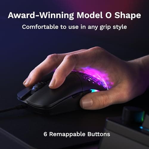 GLORIOUS Model O Eternal Ultralight RGB Gaming Mouse - Wired - 55g Lightweight - Customizable RGB Lighting - 6 Programmable Buttons - Symmetrical Design - 12K DPI Optical Sensor - PC/Mac - Black 5