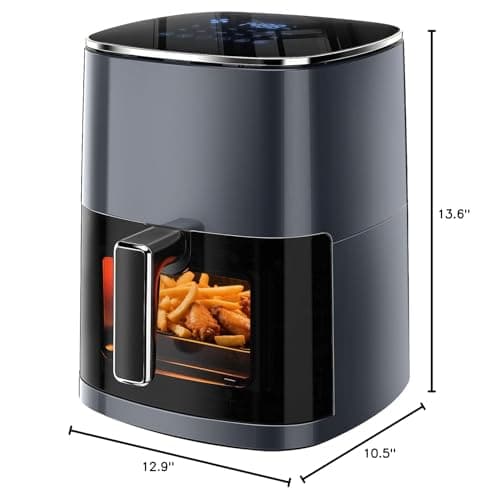 Simple Deluxe Air Fryer - 6.34 QT Digital Airfryer with Visible Window, 12 Presets Functions, Nonstick and Dishwasher-Safe Basket, 1700W, Gray 9