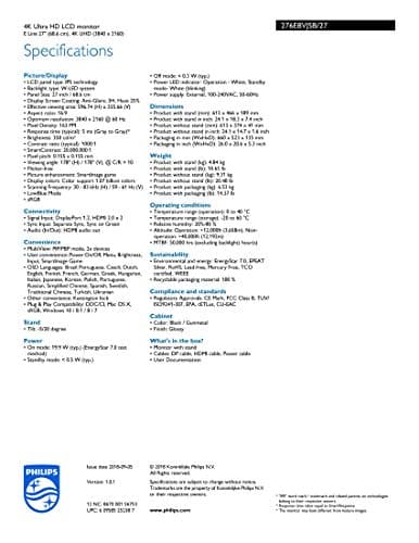 PHILIPS 276E8VJSB 27" Monitor, 4K UHD IPS, 1 Billion+ Colors, Ultranarrow Borders, Lowblue, Multiview, 4Yr Advance Replacement Warranty, Gunmetal 8