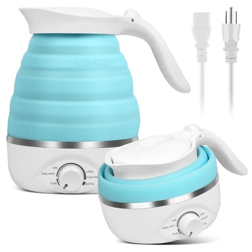 Travel Foldable Electric Kettle, 110V Collapsible Travel Kettle Electric Food Grade Silicone Portable Foldable Electric Kettles 850W Fast Boiling Water 700ml Kettle Electric Portable (Blue)
