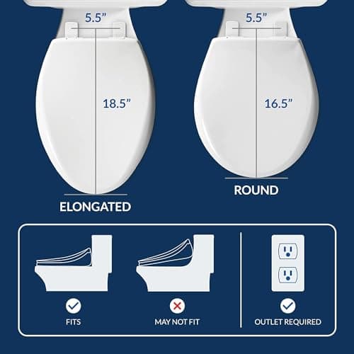Bio Bidet Slim Two Electric Bidet Toilet Seat Round, Warm Water, Heated Seat, Night Light, Front and Rear Wash, Wireless Remote Control, White 7