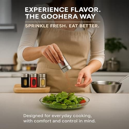 4-Piece Premium Stainless Steel Salt and Pepper Shakers Set – Adjustable Pour Holes Spice Dispenser for Salt, Sugar, Cinnamon, and Pepper – Stylish Kitchen Seasoning and Spice Shaker Set 6