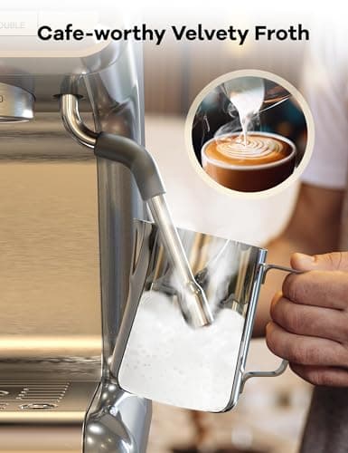 GarveeHome Espresso Machine With Grinder, 20 Bar Semi-Automatic Espresso Coffee Maker With Milk Frother Steamer Wand Cappuccino Latte Macchiato, 95 oz Water Tank, PID Temperature Control, Light Gray 4