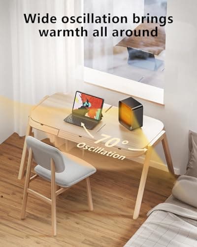 Electric Space Heater, Lightweight PTC Ceramic Fast Heating Desk Heater for Office, Bathroom Portable Mini Personal Heater with Overheating Tip-Over Protection for Office Desk, Camping, Indoor Use 7