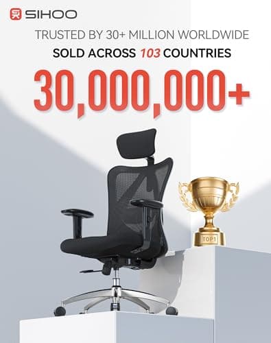SIHOO M18 Ergonomic Office Chair, High Back Mesh Desk Chair with Adjustable Headrest & Lumbar Support, 330lbs Capacity Computer Chair with 2D Armrests & Wide Cushion, Tilt Lock, for Home Office-Black 5