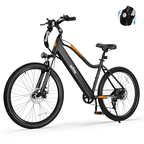 Qlife Cityone Electric Bike for Adults 26"" Ebike with 2.1"" Tire,Up to 20Mph,UL2849 Certified Built-in Removable Battery,Peak 500W Motor Ebikes with 7 Speed Commuter Mountain Electric Bicycle, Black