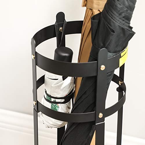 SONGMICS Umbrella Stand, Steel Round Umbrella Holder Rack, 7.7 x 7.7 x 21.7 Inches, with Detachable Drip Tray, for Entryway, Office, Stable, Assembly Required, Matte Black ULUC28BK 9