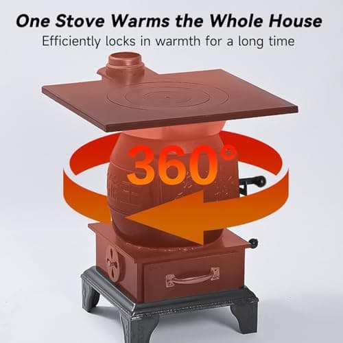 Pddolw Indoor Wood-Burning Heating Stove - Thickened steel Smokeless Cooker for Efficient Rural Heating & Camping S 6