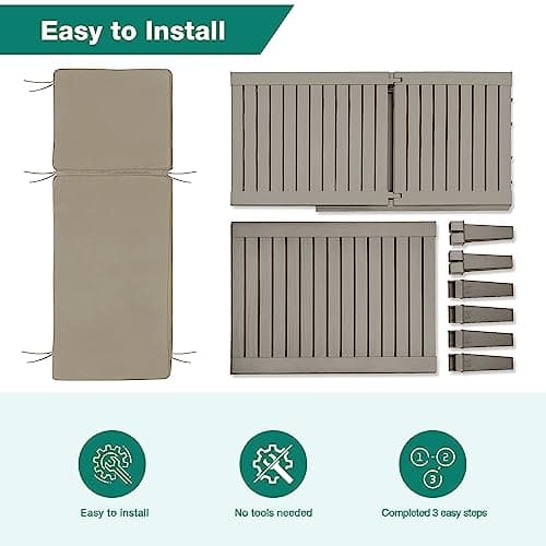 MELLCOM Outdoor Chaise Lounge Chairs Set of 2, All-Weather Patio Loungers with 5-Position Adjustable Backrest and Removable Cushions and Wood Texture Design, Reclining Chair for Beach, Poolside 7