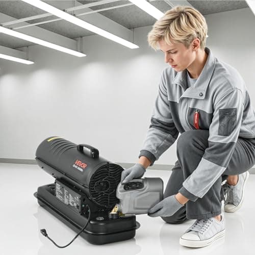 VEVOR 45000 BTU Forced Air Kerosene Diesel Heater, Portable Torpedo Space Heater W/Handle, Blower-Type for Jobsite/Garage/Warehouse/Workshop Construction/Outdoor Heating,Black 8