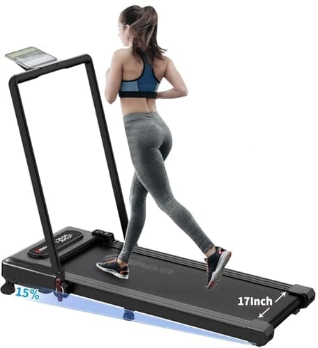 Stepwaver Treadmill with Incline and Handle bar, Walking Pad with Handle Bar, 17" Widened Running Belt,15% Incline Treadmill, 4MPH/7.6MPH, 3.0 HP 380lbs Capacity, Remote and App Control