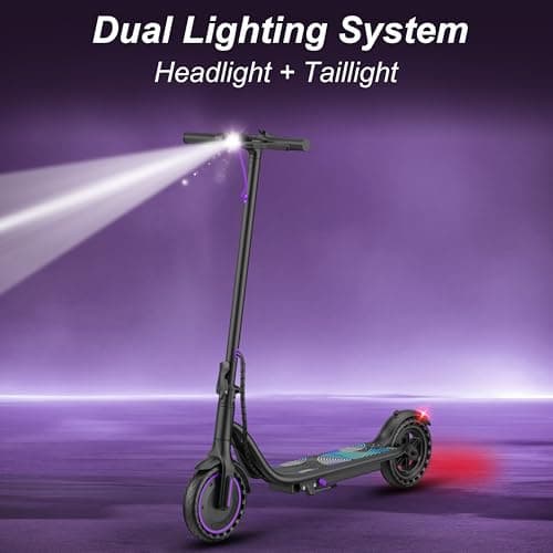 Folding Electric Scooter for Adults, 350W Motor, 8.5" Solid Tires, Cruise Control, 19MPH, 19Mile Long Range Lightweight Commuting Escooter for Teens with APP Control, Dual Brake,Purple 7