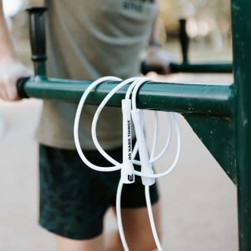 Elite Jumps 6mm PVC Jump Rope – Adjustable All-White Fitness Skipping Rope with Unbreakable Handles & Non-Kinking Cord – Premium Workout Equipment for Men & Women 5