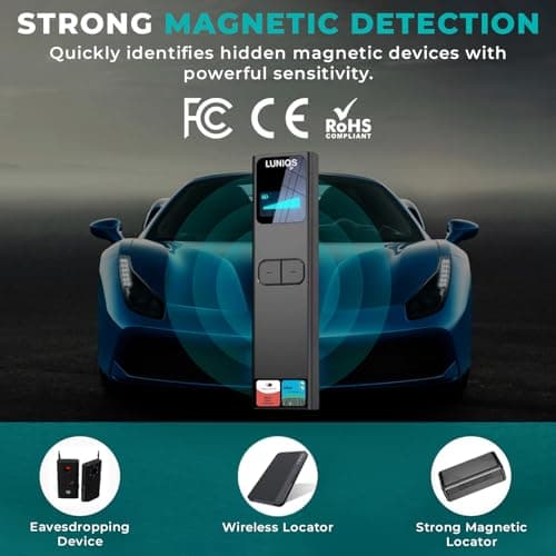 LUNİQS Hidden Camera Detectors -2026- Hidden Bug and Camera Detector & Spy Camera Finder, GPS Tracker Detector, RF Detector & Bug Detector (Laser + LCD Screen) for Travel, Home & Office Security 8