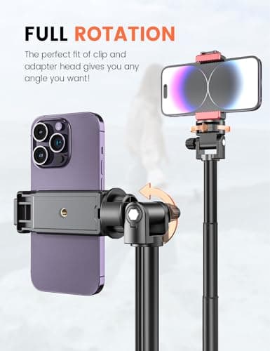 Pnitri 71'' Phone Tripod Stand, Extendable Reinforced Aluminum Phone Stand with Wireless Remote, Stable Cellphone Tripod Compatible with iPhone 15/14/13 Galaxy S23/S22 Huawei. 7