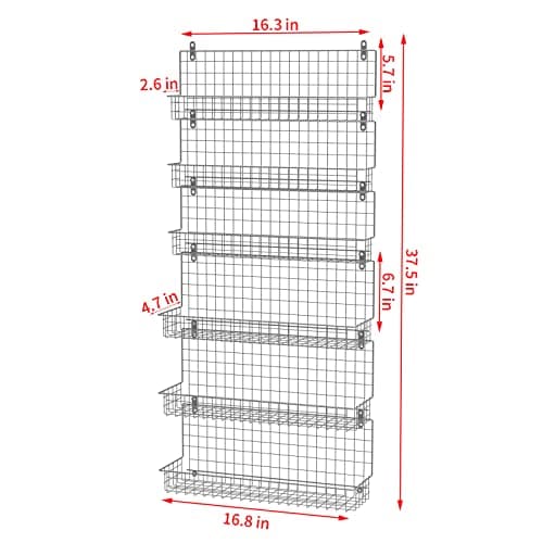 JKsmart Spice Rack Organizer 6-Tier Wall Mounted & Over the Door Spice Racks for Kitchen Pantry Bathroom,Two Size, Large Capacity, Silver 7