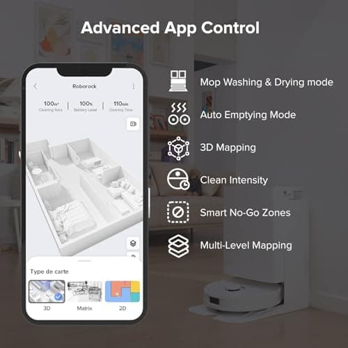 roborock Qrevo Robot Vacuum and Mop, Auto-Drying, Auto Mop Washing, Dual Spinning Mops, Auto Mop Lifting, Self-Refilling, Self-Emptying, Reactive Tech Obstacle Avoidance, 5500Pa, White (Renewed) 8