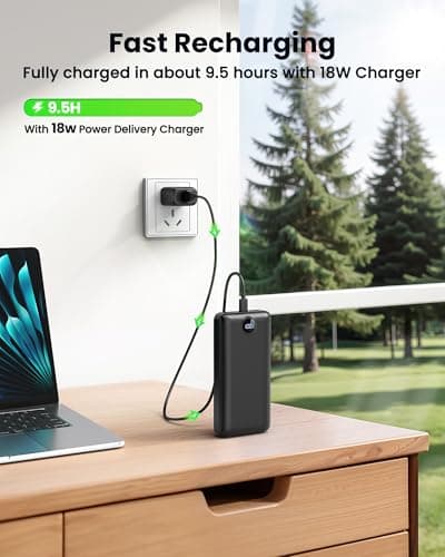 Portable Charger Power Bank 50000mAh 22.5W Fast Charging USB C Battery Bank External Battery Pack Digital Display Phone Charger with 3 Output & 2 Input for iPhone 17/16/15/14/13/12, Samsung etc Black 5