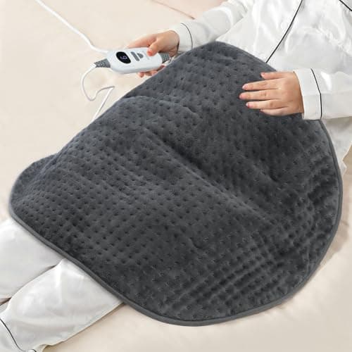 NOWWISH Heating Pad for Period Cramps, Portable Electric Heated Blanket for Back, Shoulder, Lap, Knee, Deeper Pain Relief, Oval, Grey, 29"*24"