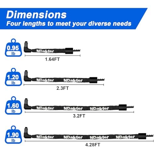 NDakter Upgrade Bike Chain Lock with 4 Digit Combination and 2 Keys, 1.64/2.3/3.2/4.28 Ft Heavy Duty Anti-Theft Bicycle Lock, 2 Ways to Unlock High Security Scooter Locks for Ebike, Escooter, Door 6