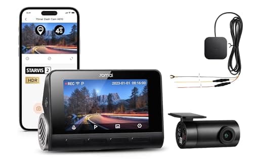 【A810 Dash Cam + UP05 Hardwire Kit】 70mai 4K Dash Cam with Starvis 2 IMX678 and LTE Support, Dual HDR Front and Rear Camera, Built in GPS&WiFi, Night Vision, Smart Parking Mode, AI Motion Detection