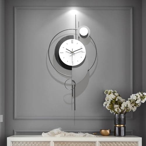 HEBOIX Decorative Wall Clock for Living Room,Large Modern Wall Clock,Digital Creative Clock Battery Operated for Living Room/Bedroom/Kitchen/Office Metal Wall Art Decor 16"X31"