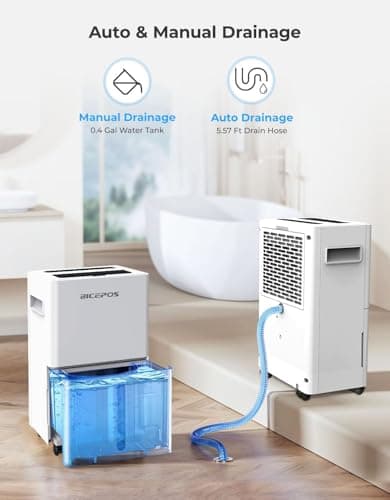 Bicepos 1500 Sq.Ft Dehumidifier for Basement with Drain Hose, 21 Pints Dehumidifiers for Home, Bathroom, Bedroom, Large Room, Continuous Drainage, Auto Defrost, Intelligent Humidity Control, 24H Timer 5