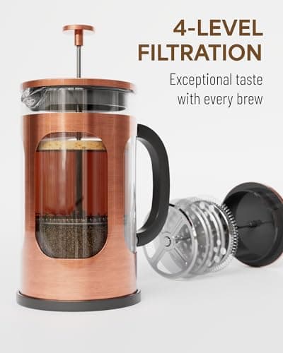 Veken 27 Ounce/800 ml French Press Plunger Coffee Maker Cafetière, Double Wall Heat Resistant Borosilicate Glass Coffee Press, Cold Brew Coffee Pot for Kitchen and Gifts, Dishwasher Safe, Copper 6