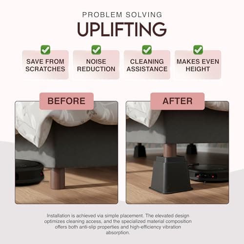 Utopia Bedding Bed Riser, 3 & 5 Inches Adjustable Furniture Risers for 8 Inch Combined Furniture Lift, Under Bed Storage & Dorm Room Essential, Supports Up to 1,300 lbs (4 Set, Black) 6