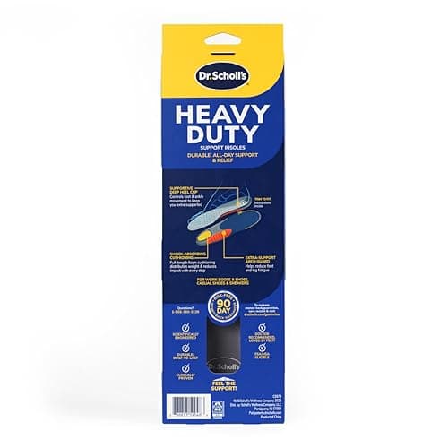 Dr. Scholl's Heavy Duty Support Insole Orthotics, Big & Tall, 200lbs+, Wide Feet, Shock Absorbing, Arch Support, Distributes Pressure, Trim to Fit Inserts, Work Boots & Shoes, Men Size 8-14, 1 Pair 9