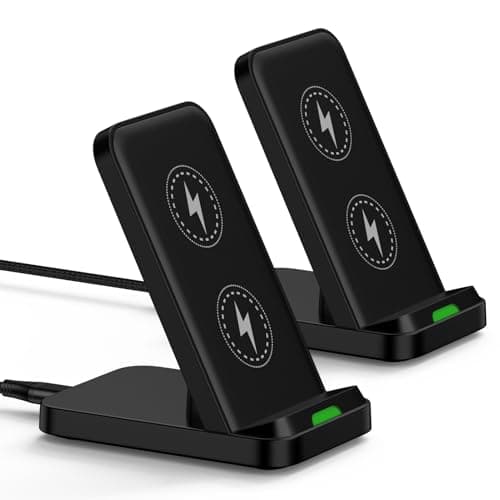 Wireless Charger Fast Charging Stand Desk Wireless Android Phone Charger Station 2Pack for Samsung Galaxy S25 FE/S25 Ultra/S25+/S24Ultra/Z Fold7 6 Flip7 6/S23FE/S22/S21,iPhone 16Pro Max Plus,Pixel9/8