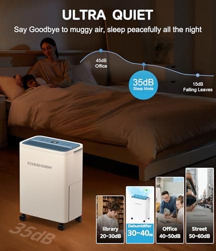 FRESHDEW Dehumidifier, 30 Pints Dehumidifiers for Home, 1500 Sq. Ft Dehumidifiers with Drain Hose, 0.52 Gallon Water Tank for Basement Bathroom Bedroom, Overflow Protection, 24H Timer (1500 Sq.ft) 7