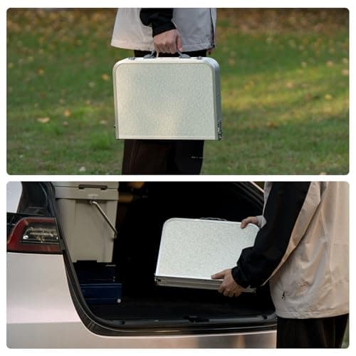 pollilar Small Camping Table 2Ft Folding Table 3 Adjustable Height Portable Lightweight Table Aluminum Fold Up Dining Table for Picnic,Beach BBQ,Cooking, Bed Working Outdoor & Indoor 8