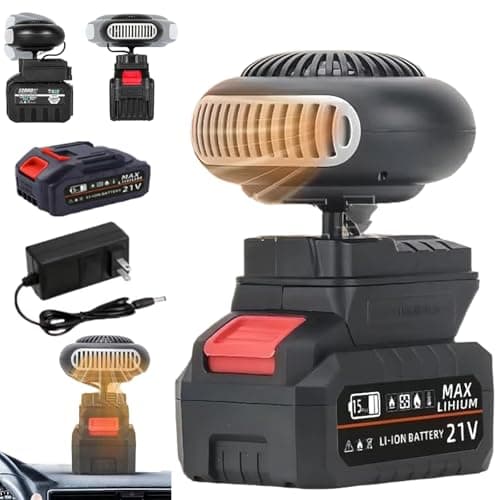 Battery Powered Heater, Battery Operated Heater, Rechargeable Space Heater, Ultra-Light/Ultra-Powerful/Portable/360-Degree Rotation/Anti Tilt Design, for Camping/Indoor/Car Defroster (5 Batteries *1)