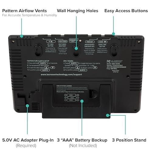 La Crosse Technology Advanced Weather Station with Full-Color LCD & Atomic Time - Monitor Indoor/Outdoor Conditions with Temperature Alerts and Humidity Readings with Transmission Range of 300 Feet 6