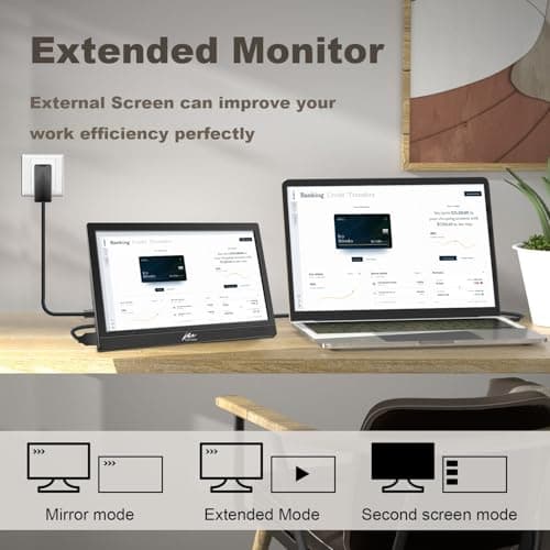 Kenowa Portable Monitor 11.6 Inch, HD Screen 1366x768P Small HDMI Monitor with Dual USB C/HDMI External Display for Laptop PC Phone Mac PS4/5 Xbox 6