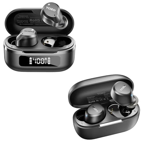 TOZO NC9 Hybrid Active Noise Cancelling Wireless Earbuds, 6 Mics ENC Clear Call, IPX8 Waterproof, in Ear Bluetooth 5.3 Headphones A1 Light Weight in Ear Headphones 2 Mic for AI Calls