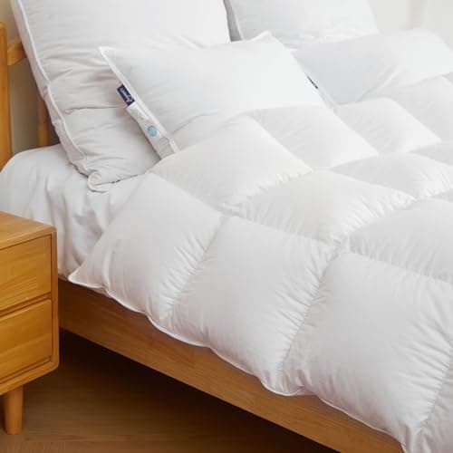 Uniency Feather Down Comforter Queen Size, All Season White Extra Fluffy Down Duvet Insert Queen with Corner Tabs, Hotel Bedding Comforter for Cozy Sleep, Machine Washable (90x90 Inches) 8