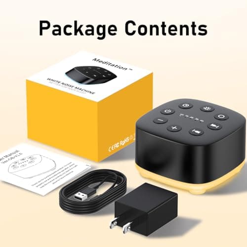 Meditation White Noise Sound Machine 30 Soothing Sounds with 32 Volume Control 12 Night Light 5 Timers Portable Sleep Machine for Travel Powered by AC or USB Sleep Therapy for Baby Kids Adults (Black) 7