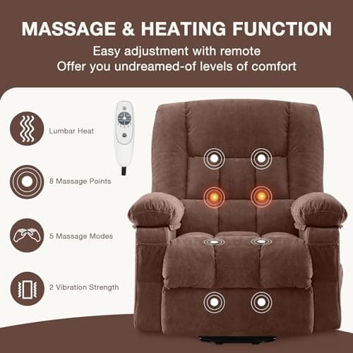 BOSMILLER Power Lift Recliner Chair Recliners for Elderly with Heat and Massage Recliner Chair for Living Room with Infinite Position and Side Pocket,USB Charge Port 5