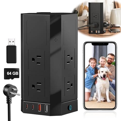TBCR Hidden Camera Surge Protector Power Strip,WiFi Spy Camera for Home
