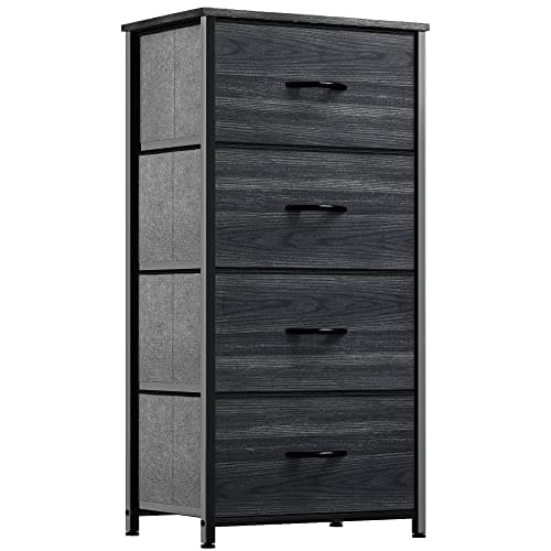 YITAHOME Dresser with 4 Drawers -Fabric Storage Tower, Organizer Unit for Bedroom, Hallway, Closets - Sturdy Steel Frame, Wooden Top & Easy Pull Fabric Bins