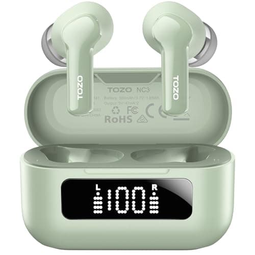TOZO Hybrid Active Noise Cancelling Wireless Earbuds with 6 Mics AI Clear Call Ear Buds 68H Playtime with LED Display 32 Preset EQs via APP Bluetooth 5.3 IPX8 Waterproof in Ear Headphones