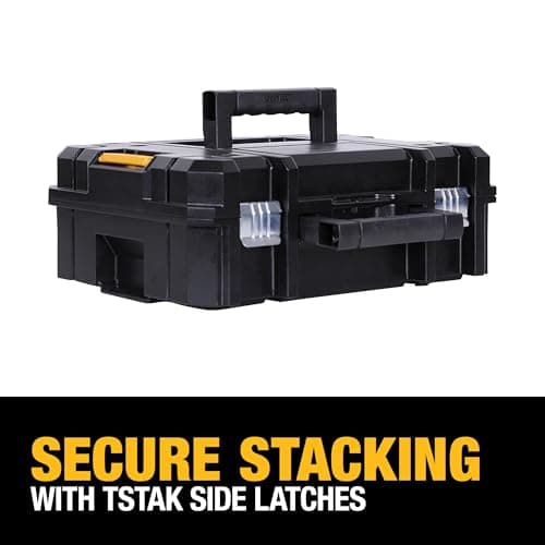DEWALT TSTAK II Tool Box, Flat Top Tool Storage Case, Organizer Box Holds Up To 66 lbs, Flexible Platforms for Stacking, 13 Inch (DWST17807) 8