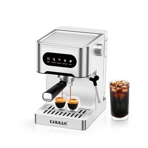 CHULUX Cold Brew Espresso Machine, 20 Bar Stainless Steel Touchscreen Cappuccino & Latte Machine with Steam Wand for Home