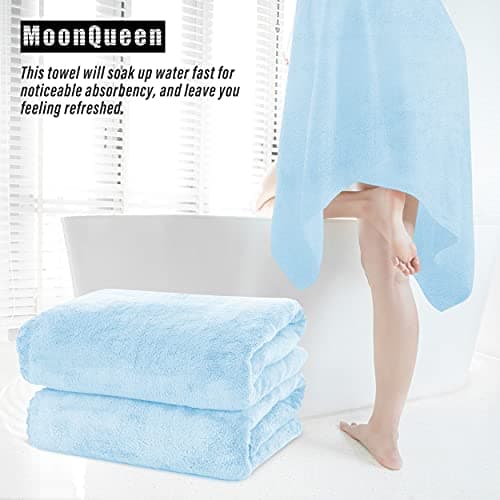 MOONQUEEN 2 Pack Premium Bath Towel Set - Quick Drying - Microfiber Coral Velvet Highly Absorbent Towels - Multipurpose Use as Bath Fitness, Bathroom, Shower, Sports, Yoga Towel (Aquamarine) 7