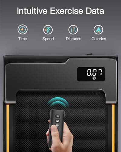 UMAY Fitness Home Folding Incline Treadmill with Pulse Sensors, 3.0 HP Quiet Brushless, 300 lbs Capacity (Black Orange) 7